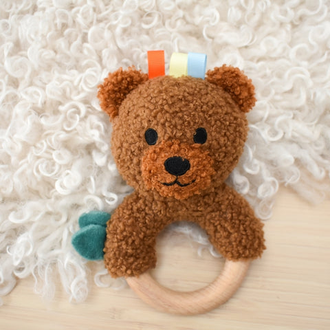 SNUGGLE BUDDY MAPLE BEAR WOODEN RING RATTLE