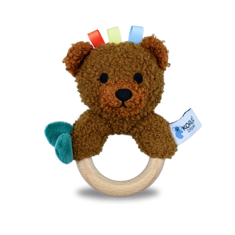 SNUGGLE BUDDY MAPLE BEAR WOODEN RING RATTLE