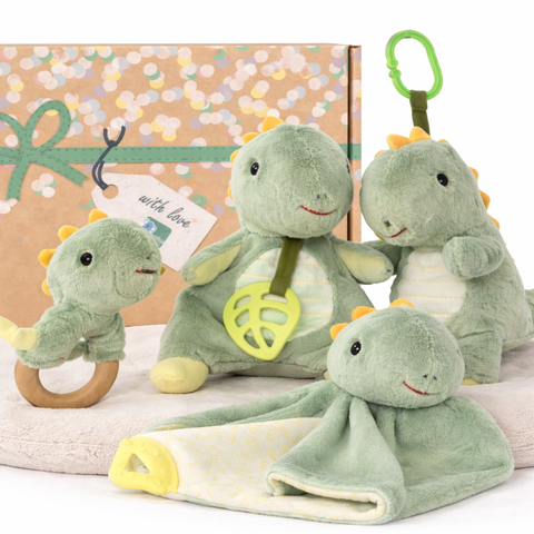 SNUGGLE BUDDY MINTY DINOSAUR PLUSH GIFT SET – 4 PIECE