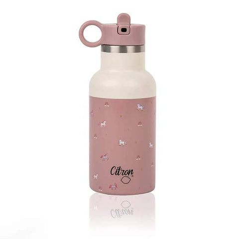 Citron Little Big Water Bottle - QR-Enabled Lost-Proof 350ml - Pink Cream Unicorn