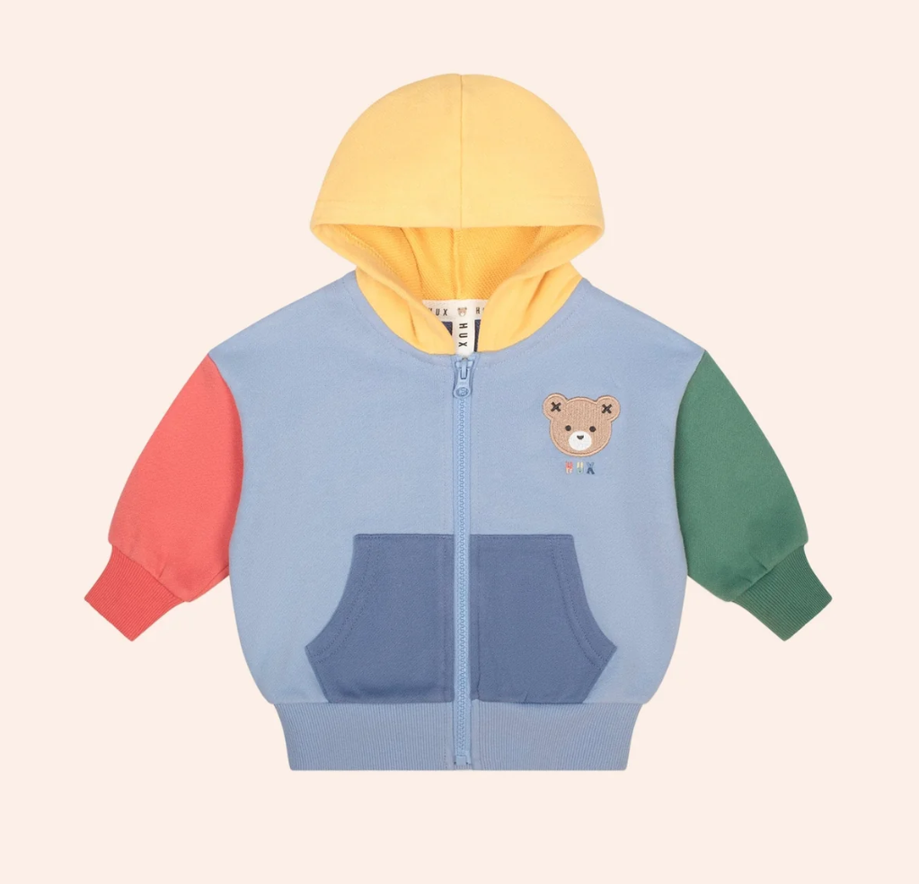 Huxbaby Colour Block Bear Zip Hoodie