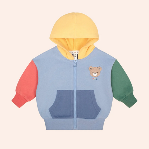 Huxbaby Colour Block Bear Zip Hoodie