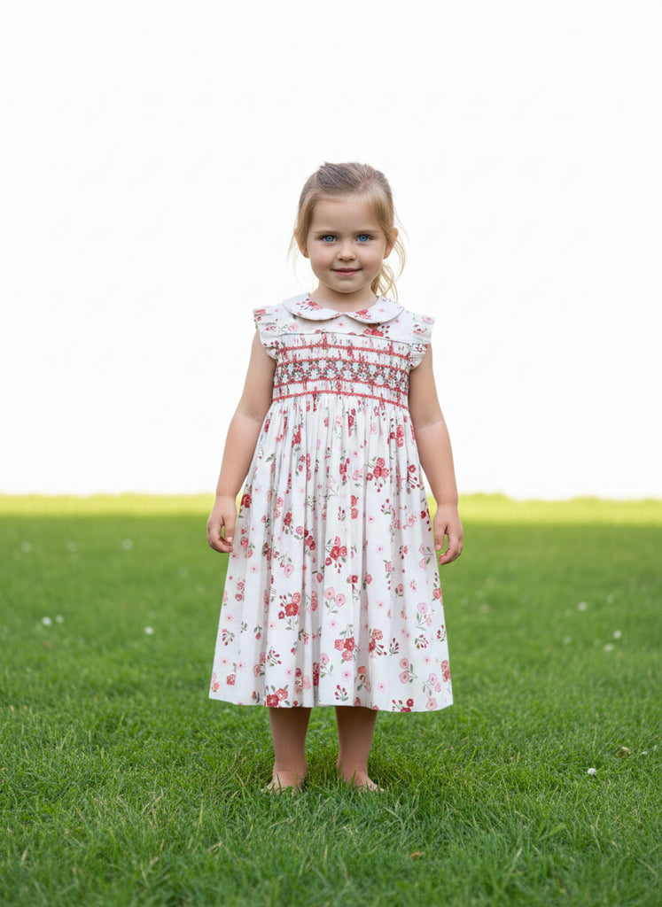Meleze Hand Smocked Little Rosebud Dress