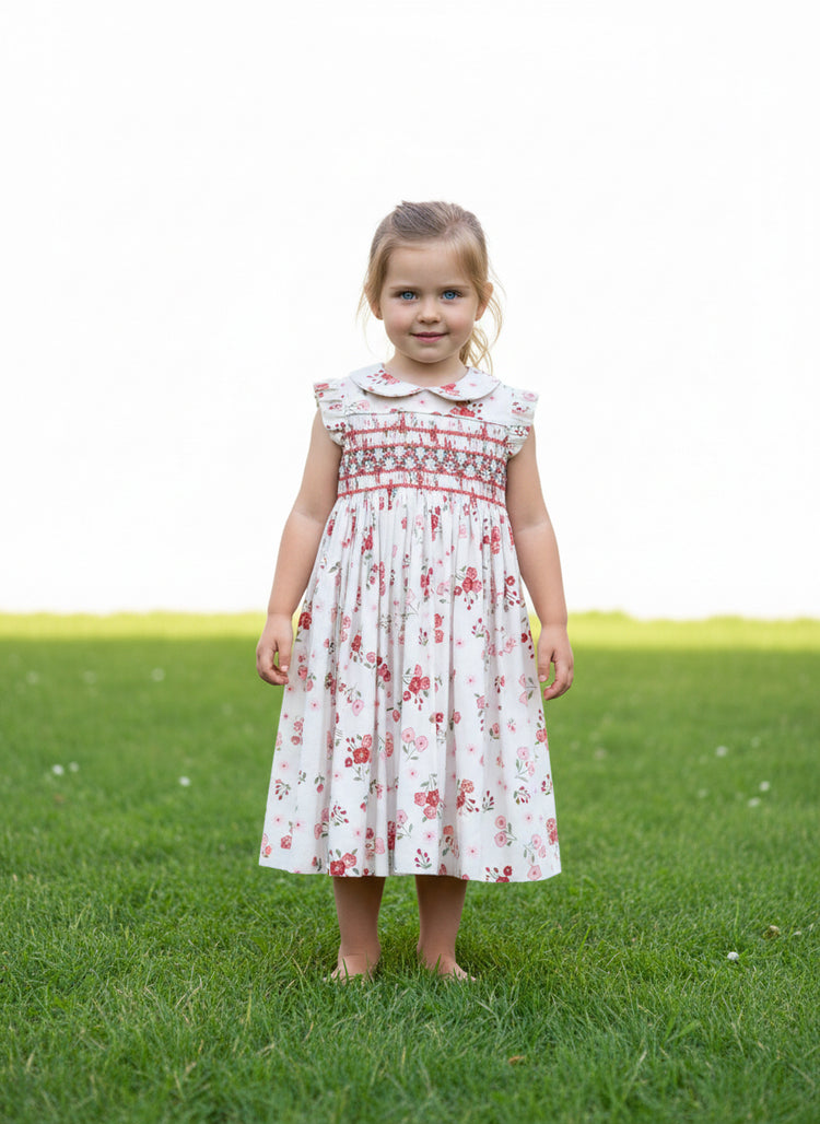 Meleze Hand Smocked Little Rosebud Dress