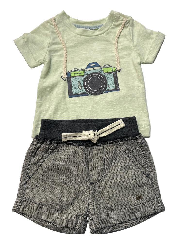Bebe Hugo Tee + Fox & Finch Go West Woven Shorts Set With Free Rattle Special Combo