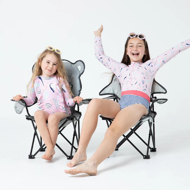 Lesimo Teen Girls Long Sleeves One Piece Rashguard - Seashell Treasures with MATCHING HAIRBAND