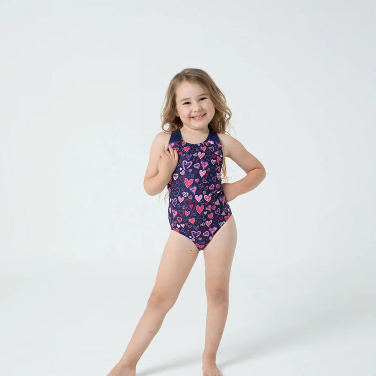 Lesimo Girls Chlorine Resistant Training One Piece - Love Hear