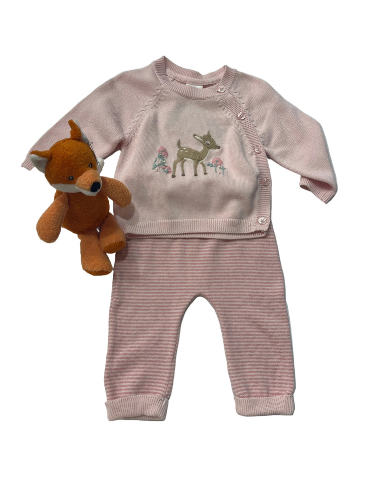 Bebe Size 3-6M Molly Dear Jumper and Molly Stripe Knitted Leggings Set With Free Fox Rattle Special Combo