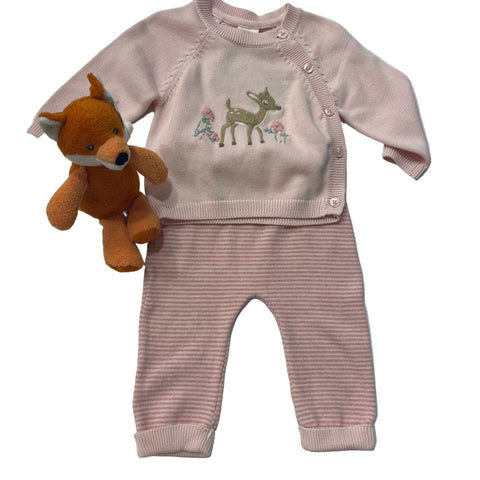 Bebe Size 3-6M Molly Dear Jumper and Molly Stripe Knitted Leggings Set With Free Fox Rattle Special Combo
