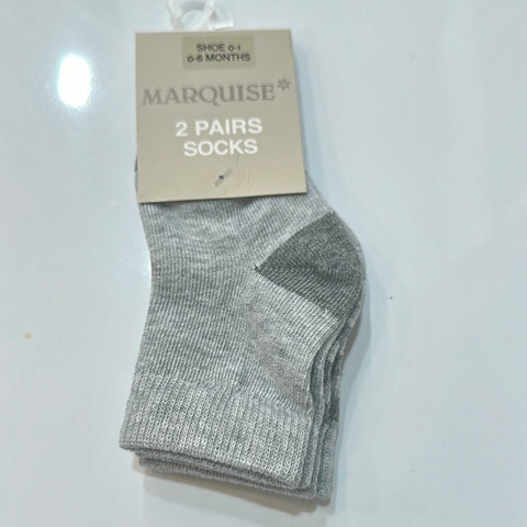 Marquise Dar Grey and Grey Stripe Knitted Socks 2 Pack