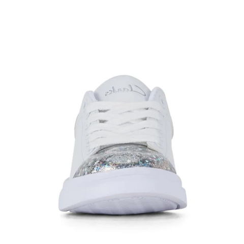 CLARKS QUEENIE IN WHITE/SILVER