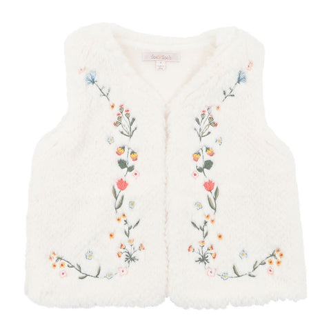 BEBE  BOTANICA EMBROIDERED  FAUX FUR VEST 3-7 YRS