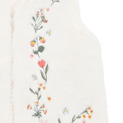 Fox & Finch BOTANICA EMBROIDERED FAUX FUR VEST