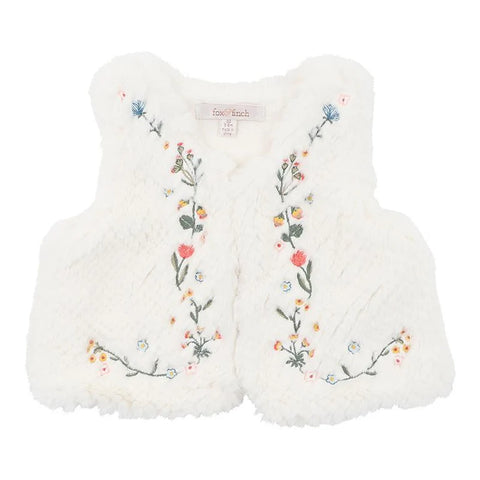 Fox & Finch BOTANICA EMBROIDERED FAUX FUR VEST