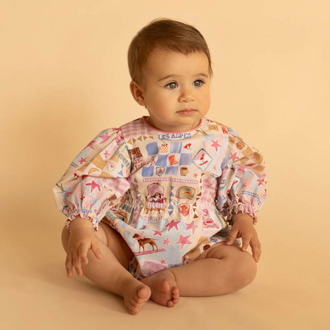 Fox & Finch WINTER VACAY PRINT LS ROMPER