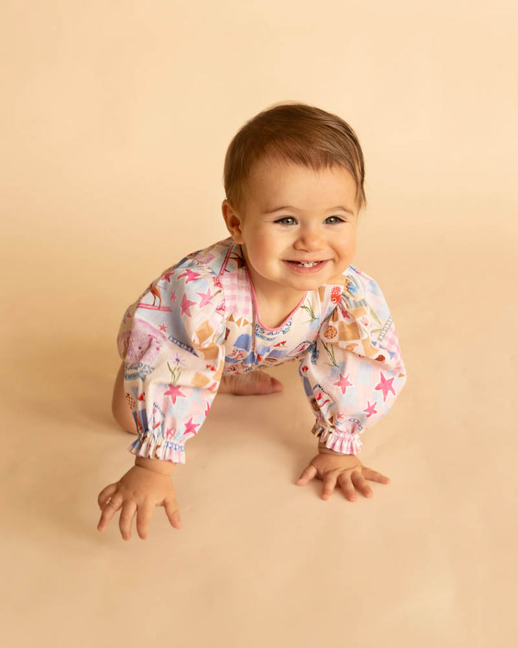 Fox & Finch WINTER VACAY PRINT LS ROMPER