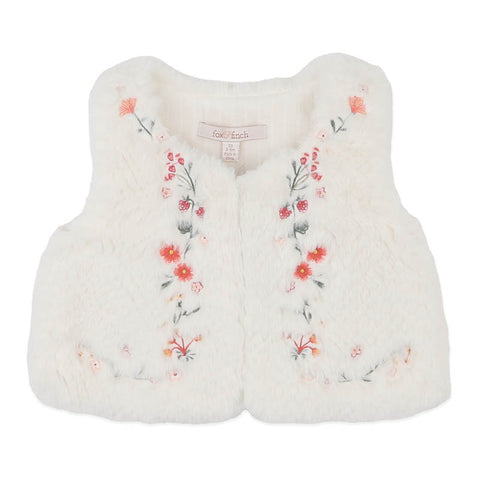 Fox & Finch ORCHARD BLOOM EMB. FAUX FUR VEST