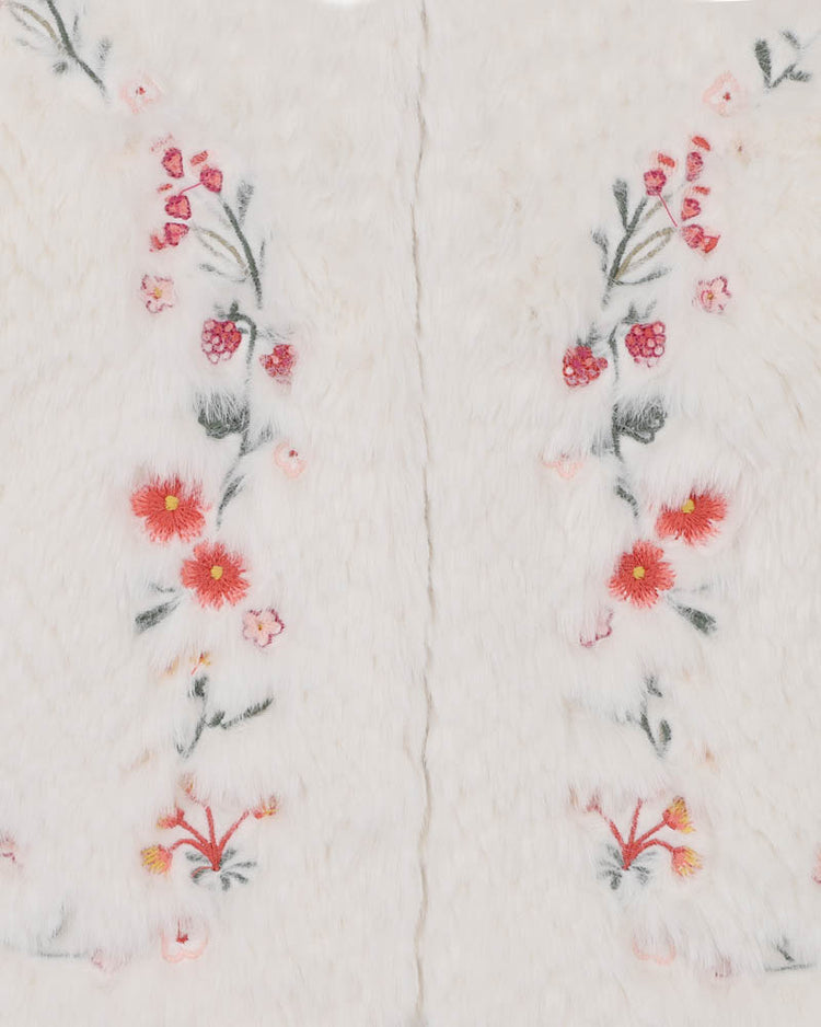 Fox & Finch ORCHARD BLOOM EMB. FAUX FUR VEST