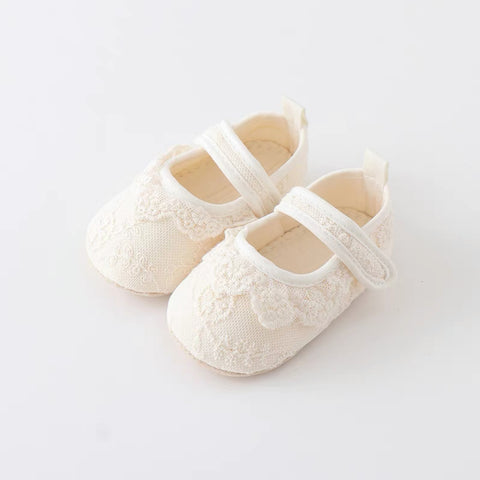 Flats Ruffle Lace Princess Dress socks Shoes -Ivory