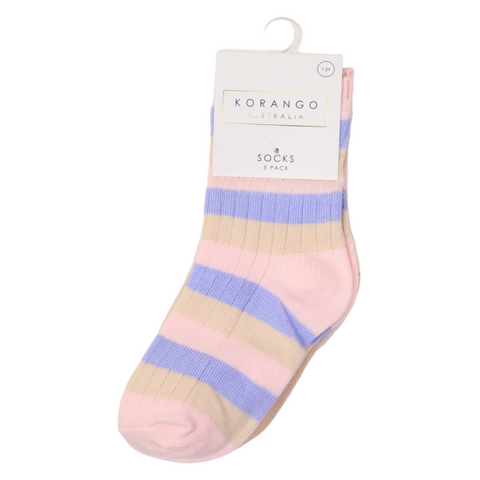 KORANGO Ribbed Socks 5pk Assorted