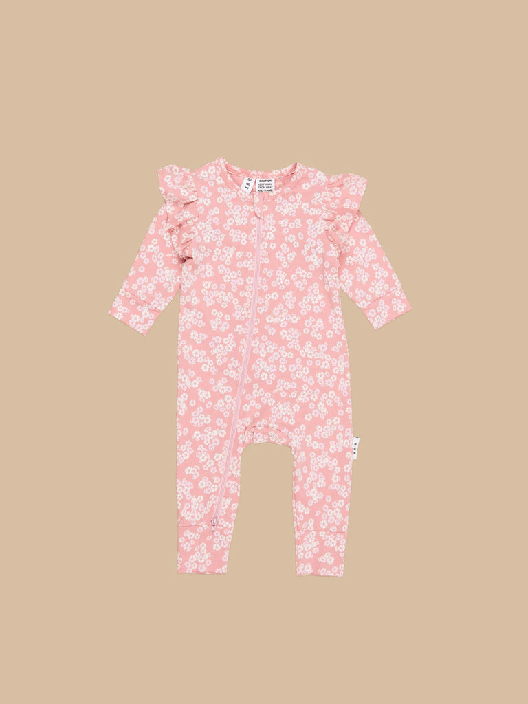 Huxbaby peek a boo bunny romper - Dusty Rose