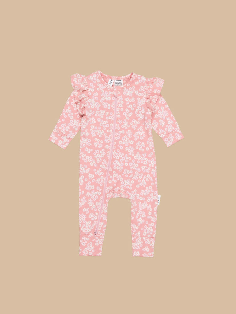 Huxbaby peek a boo bunny romper - Dusty Rose