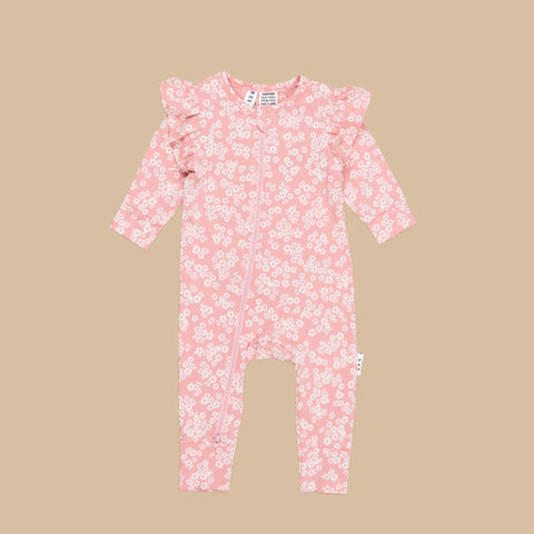 Huxbaby peek a boo bunny romper - Dusty Rose