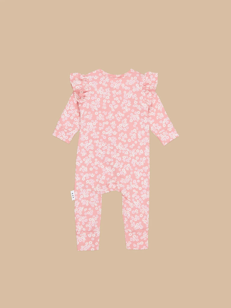 Huxbaby peek a boo bunny romper - Dusty Rose