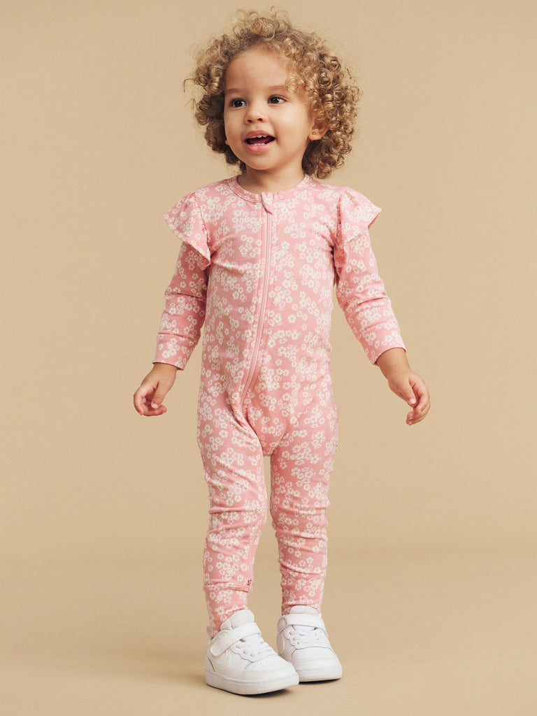 Huxbaby peek a boo bunny romper - Dusty Rose