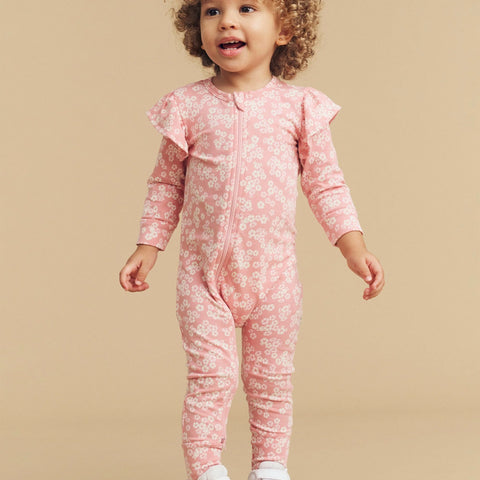 Huxbaby peek a boo bunny romper - Dusty Rose