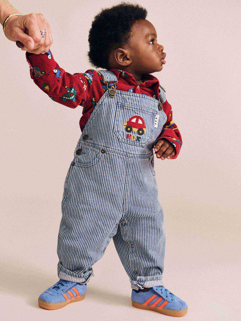 Huxbaby Car Denim Stripe Overalls