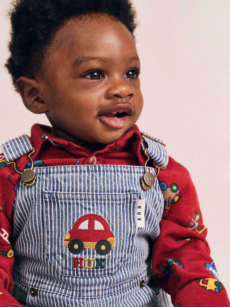 Huxbaby Car Denim Stripe Overalls