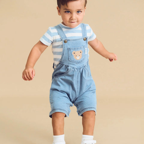 Huxbaby HUXBEAR KNIT DENIM SHORT OVERALLS