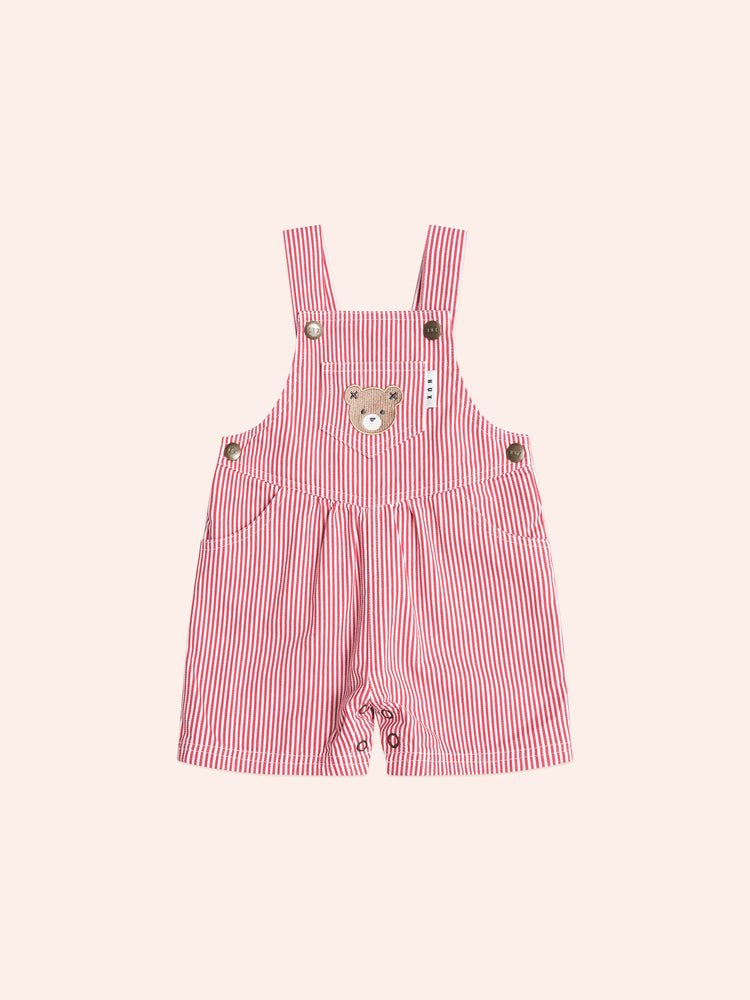 Huxbaby Chill Red Stripe Short Overalls