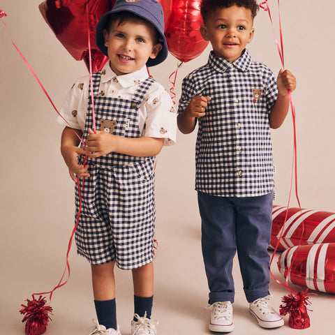 Huxbaby Check Short Overalls