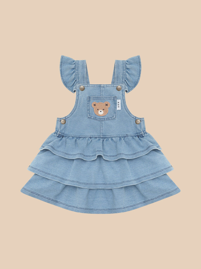 Huxbaby HUXBEAR KNIT DENIM FRILL PINAFORE