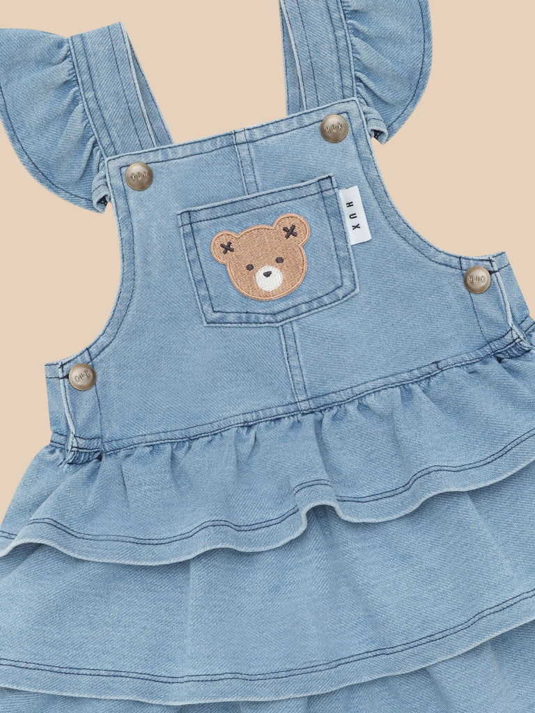 Huxbaby HUXBEAR KNIT DENIM FRILL PINAFORE