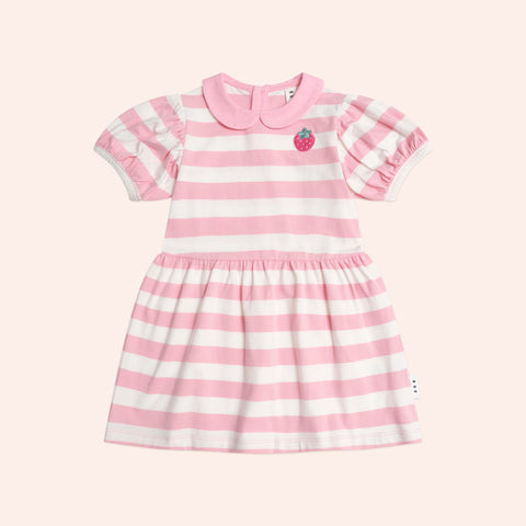 Huxbaby Hux Strawberry Stripe Puff Sleeve Dress
