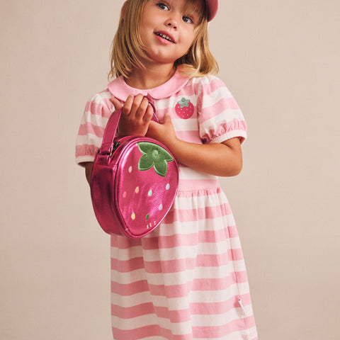 Huxbaby Hux Strawberry Stripe Puff Sleeve Dress