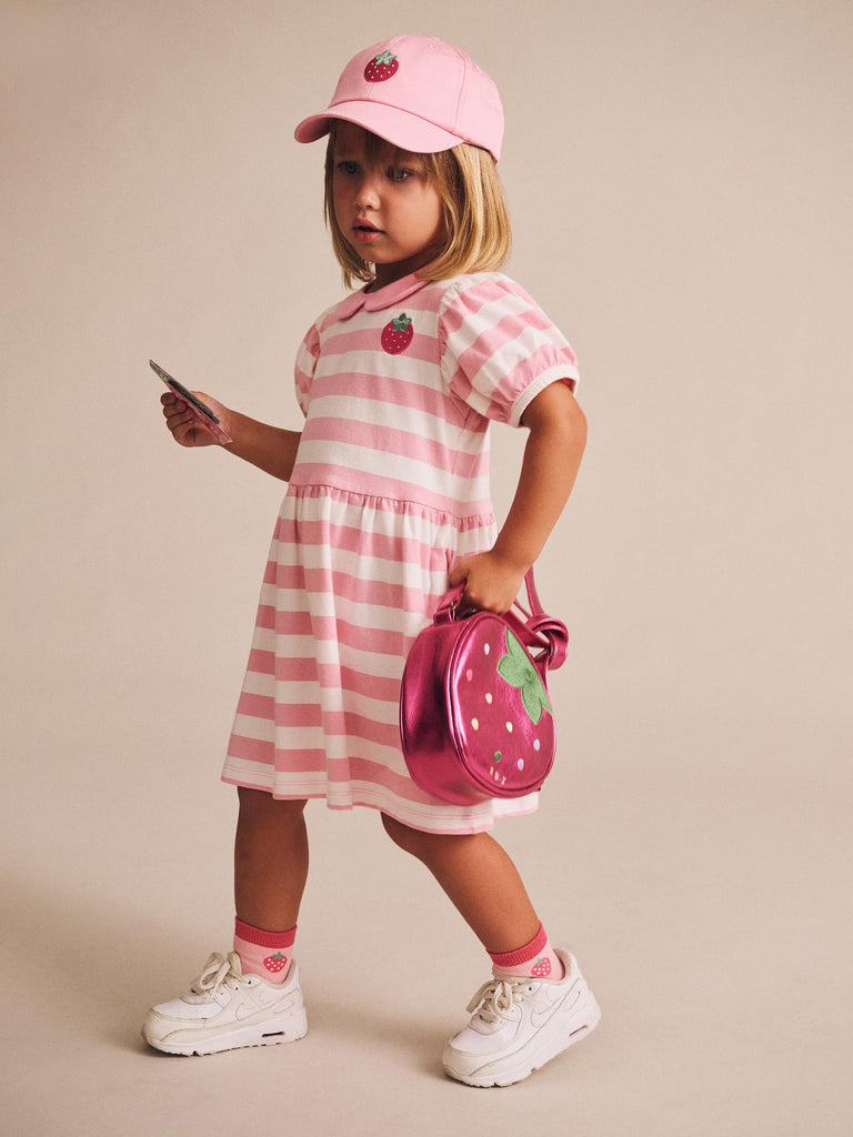 Huxbaby Hux Strawberry Stripe Puff Sleeve Dress