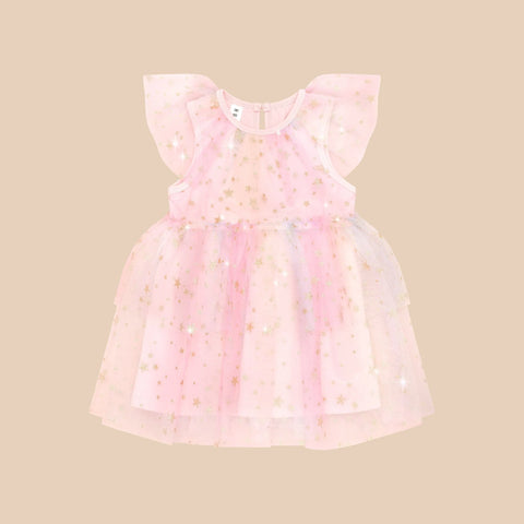 Huxbaby STARRY RAINBOW FRILL TULLE DRESS