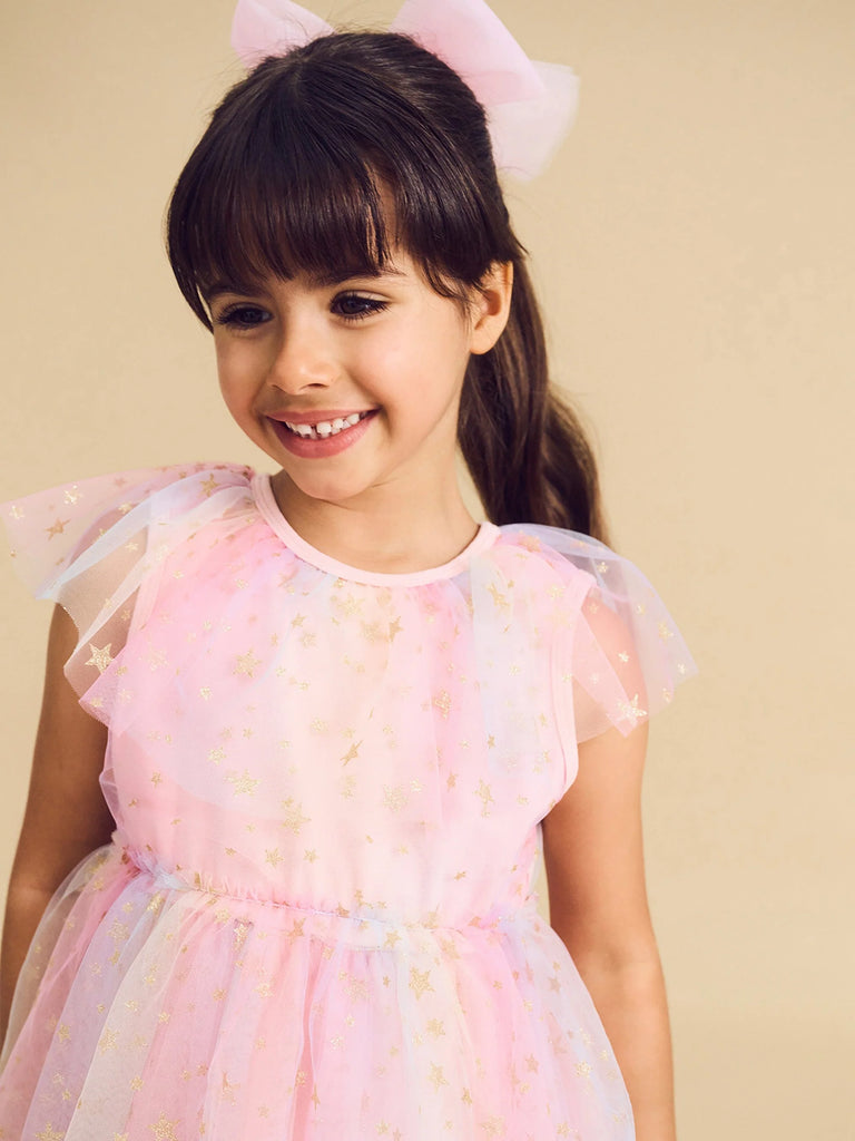 Huxbaby STARRY RAINBOW FRILL TULLE DRESS