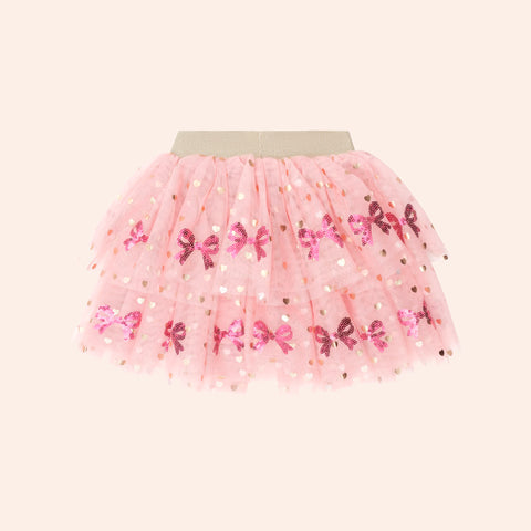 Huxbaby SEQUIN BOW TIERED TULLE SKIRT