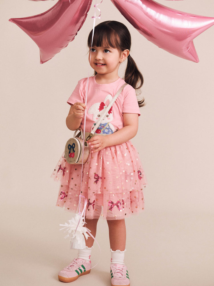 Huxbaby SEQUIN BOW TIERED TULLE SKIRT