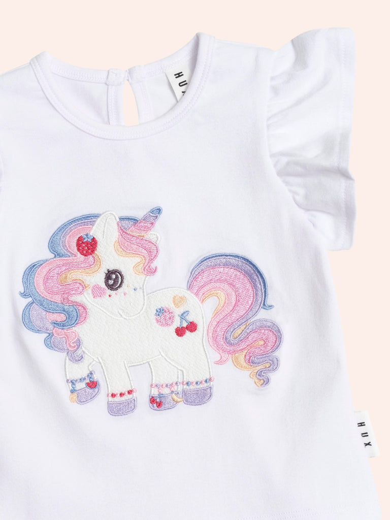 Huxbaby Tutti Frutti Unicorn Frill Tee