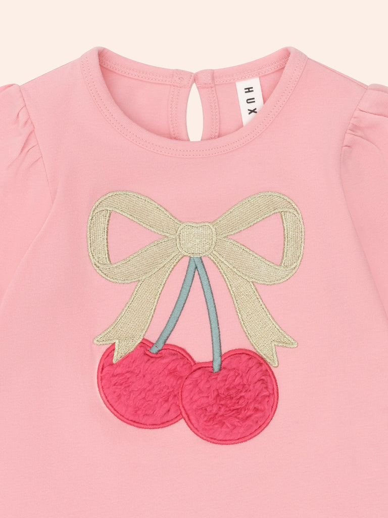 Huxbaby CHERRY BOW PUFF SLEEVE TOP