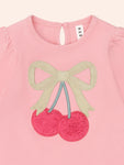Huxbaby CHERRY BOW PUFF SLEEVE TOP