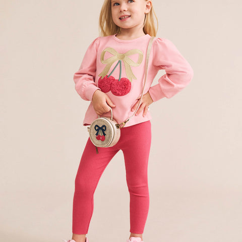 Huxbaby CHERRY BOW PUFF SLEEVE TOP