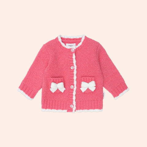Huxbaby CROCHET BOW CARDIGAN