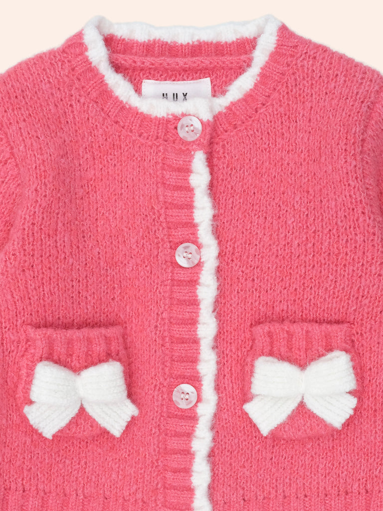 Huxbaby CROCHET BOW CARDIGAN